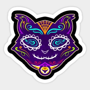 Painted Dia De Los Muertos Cat Day Of The Dead Sticker